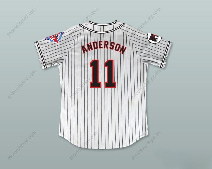 Custom Any Name Number PAMELA ANDERSON 11 HOMEBOYS PINSTRIPED BASEBALL JERSEY 6TH ANNUAL ROCK N' JOCK SOFTBALL CHALLENGE 1995 Top Stitched S-6XL