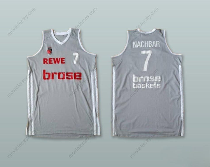 CUSTOM ANY Name Number BOSTJAN NACHBAR 7 BROSE BAMBERG GERMANY GRAY BASKETBALL JERSEY Top Stitched S-6XL