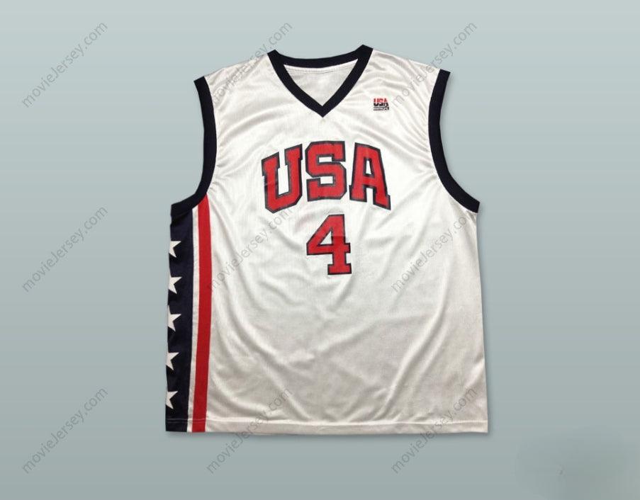 CUSTOM ANY Name Number ALLEN IVERSON 4 USA TEAM HOME BASKETBALL JERSEY Top Stitched S-6XL