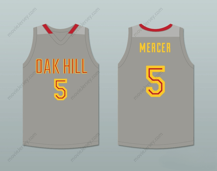 CUSTOM ANY Name Number RON MERCER 5 OAK HILL ACADEMY GRAY BASKETBALL JERSEY Top Stitched S-6XL