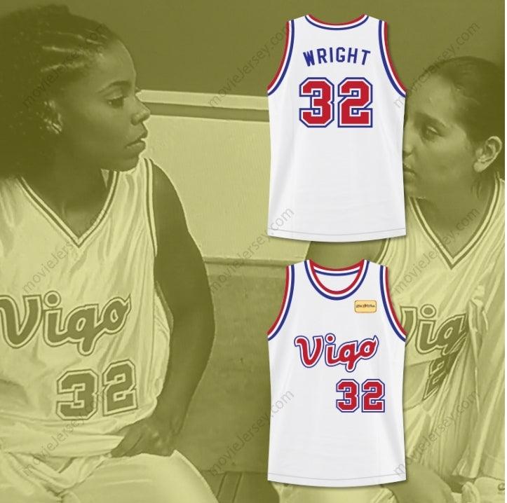 CUSTOM ANY Name Number MONICA WRIGHT 32 VIGO BASKETBALL JERSEY WITH LOVE AND BASKETBALL PATCH Top Stitched S-6XL