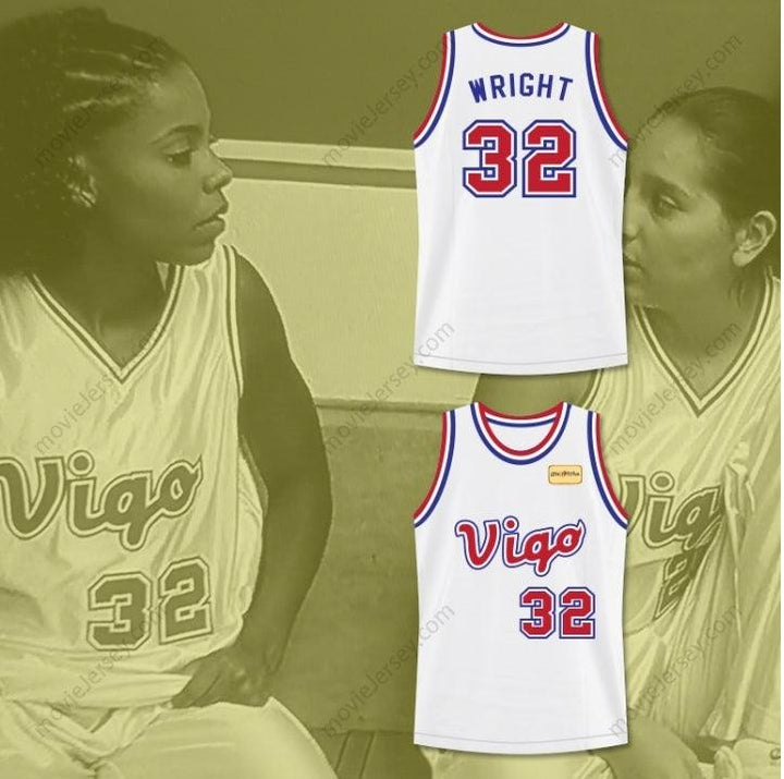 CUSTOM ANY Name Number MONICA WRIGHT 32 VIGO BASKETBALL JERSEY WITH LOVE AND BASKETBALL PATCH Top Stitched S-6XL