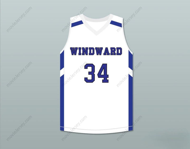 CUSTOM ANY Name Number SHAREEF O'NEAL 34 WINDWARD SCHOOL WILDCATS WHITE BASKETBALL JERSEY 2 Top Stitched S-6XL
