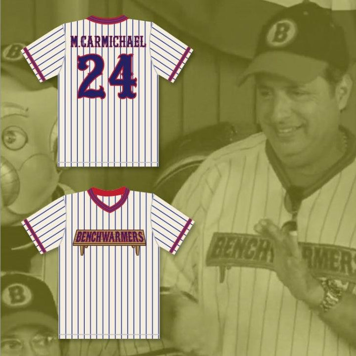 Custom Any Name Number BILLIONAIRE MEL CARMICHAEL 24 BENCHWARMERS PINSTRIPED BASEBALL JERSEY Top Stitched S-6XL