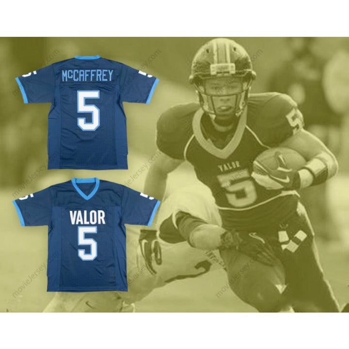 CUSTOM ANY Name Number CHRISTIAN MCCAFFREY 5 VALOR CHRISTIAN HIGH SCHOOL  BLUE FOOTBALL JERSEY Top Stitched S-6XL
