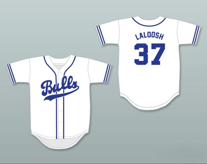 Custom Any Name Number EBBY CALVIN LALOOSH 37  RETRO BUTTON DOWN WHITE BASEBALL JERSEY Top Stitched S-6XL