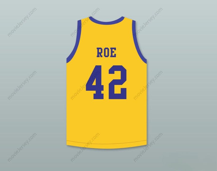 CUSTOM ANY Name Number MATT NOVER RICKY ROE 42   YELLOW BASKETBALL JERSEY WITH BLUE CHIPS PATCH Top Stitched S-6XL