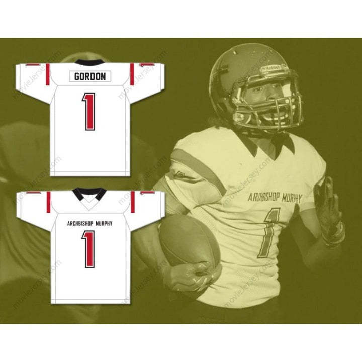 CUSTOM ANY Name Number KYLER GORDON 1 ARCHBISHOP MURPHY HIGH SCHOOL WILDCATS WHITE Football Jersey Top Stitched S-6XL