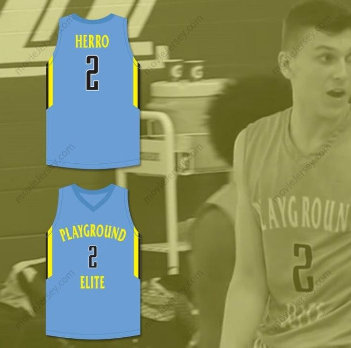 CUSTOM ANY Name Number TYLER HERRO 2 PLAYGROUND ELITE  LIGHT BLUE BASKETBALL JERSEY Top Stitched S-6XL