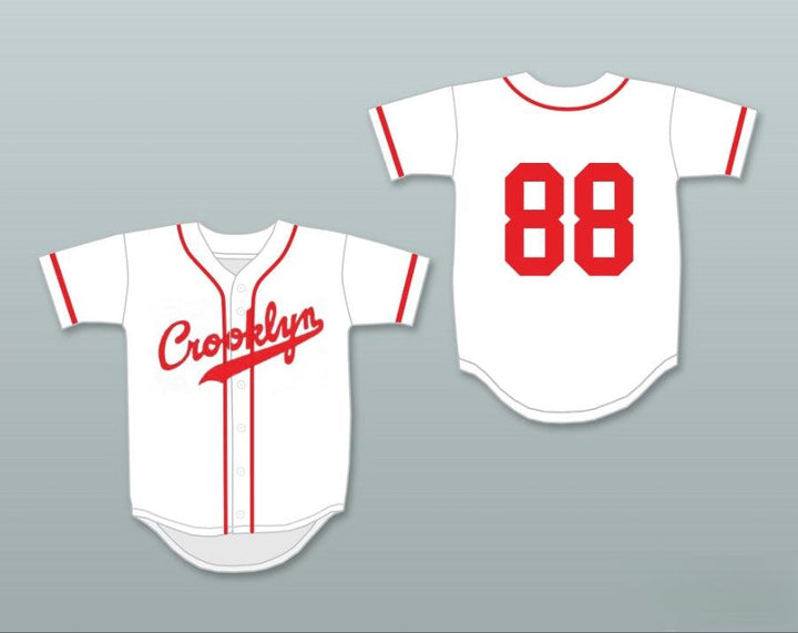 Custom Any Name Number CROOKLYN RED ON WHITE BASEBALL JERSEY ANY NAME OR NUMBER Top Stitched S-6XL
