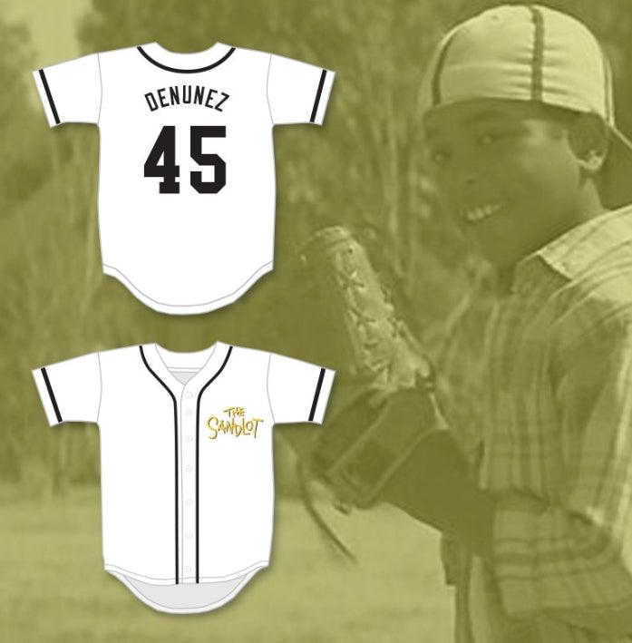 Custom Any Name Number KENNY DENUNEZ 45 BASEBALL JERSEY THE SANDLOT Top Stitched S-6XL