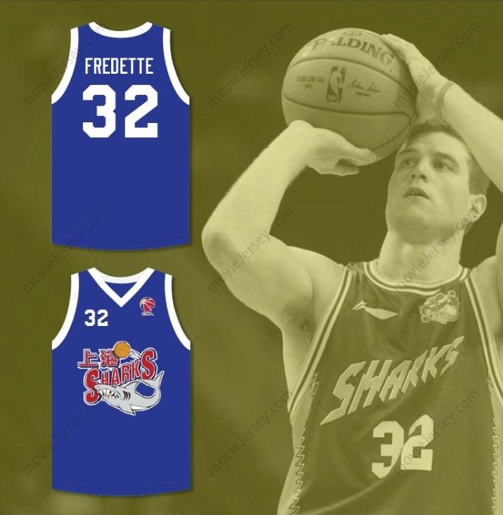 CUSTOM ANY Name Number JIMMER FREDETTE 32 SHANGHAI SHARKS CHINA BASKETBALL JERSEY WITH CBA PATCH Top Stitched S-6XL