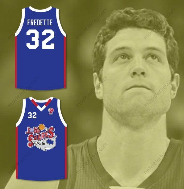 CUSTOM ANY Name Number JIMMER FREDETTE 32 SHANGHAI SHARKS ALTERNATE BLUE BASKETBALL JERSEY WITH CBA PATCH Top Stitched S-6XL