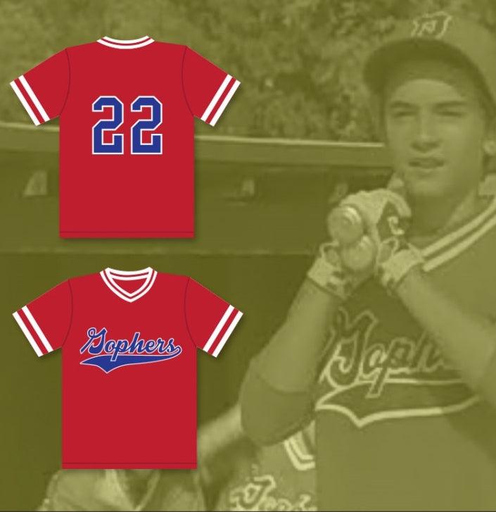 Custom Any Name Number BILLY HEYWOOD 22 GOPHERS LIITLE LEAGUE RED BASEBALL JERSEY LITTLE BIG LEAGUE Top Stitched S-6XL