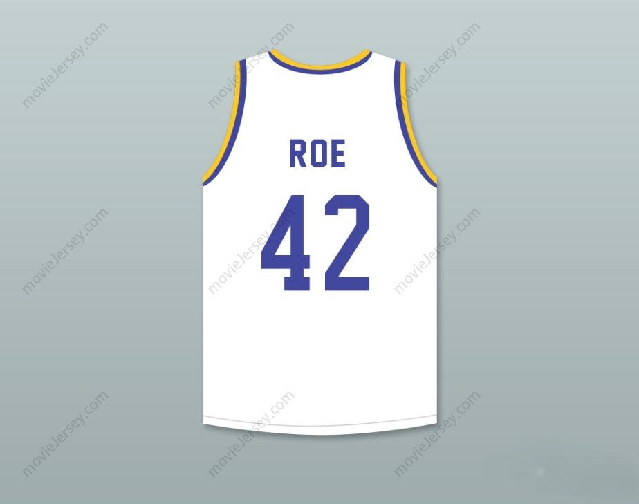 CUSTOM ANY Name Number MATT NOVER RICKY ROE 42   WHITE BASKETBALL JERSEY WITH BLUE CHIPS PATCH Top Stitched S-6XL