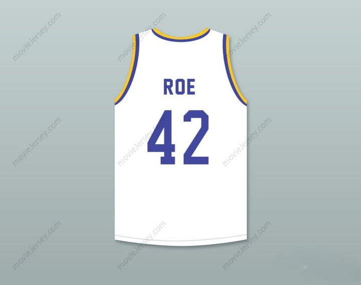 CUSTOM ANY Name Number MATT NOVER RICKY ROE 42   WHITE BASKETBALL JERSEY WITH BLUE CHIPS PATCH Top Stitched S-6XL