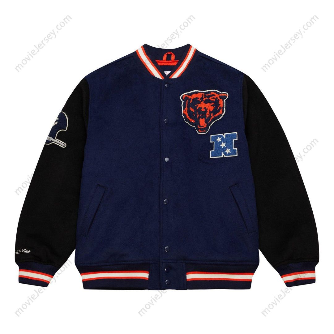 Men’s Black Chicago Bears Team Legacy Full-Snap Varsity Jacket