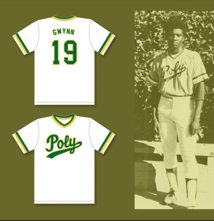 Custom Any Name Number TONY GWYNN 19   POLYTECHNIC HIGH SCHOOL JACKRABBITS WHITE BASEBALL JERSEY 2 Top Stitched S-6XL