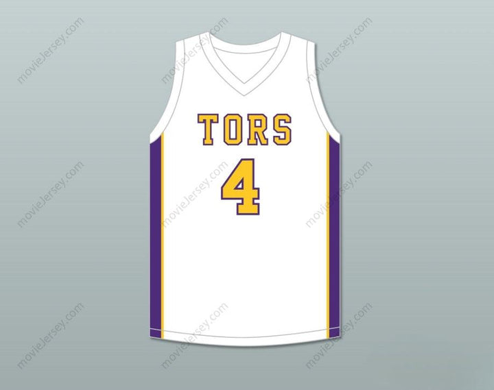 CUSTOM ANY Name Number MIKE EVANS 4 BALL HIGH SCHOOL TORS WHITE BASKETBALL JERSEY 1 Top Stitched S-6XL