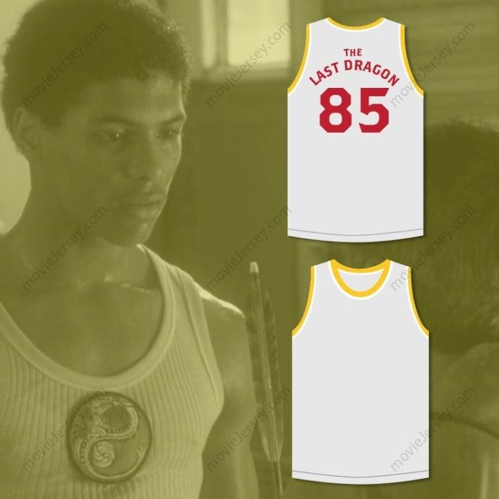 CUSTOM ANY Name Number BRUCE LEROY GREEN 85 THE LAST DRAGON WHITE WITH RED GRAPHICS JERSEY Top Stitched S-6XL