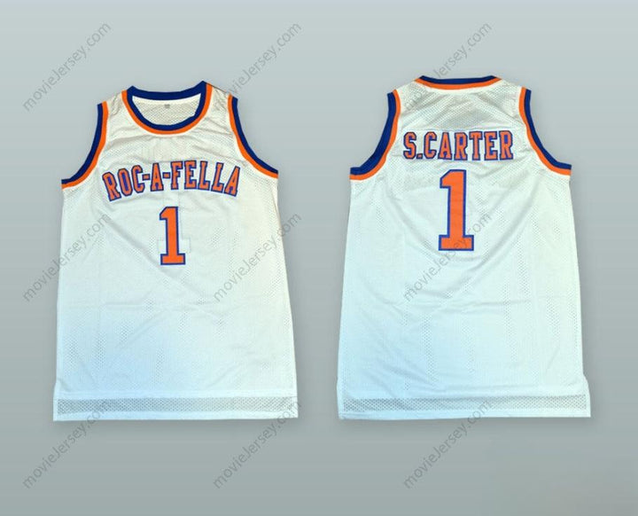 CUSTOM ANY Name Number SHAWN CARTER 1 ROC-A-FELLA WHITE BASKETBALL JERSEY Top Stitched S-6XL