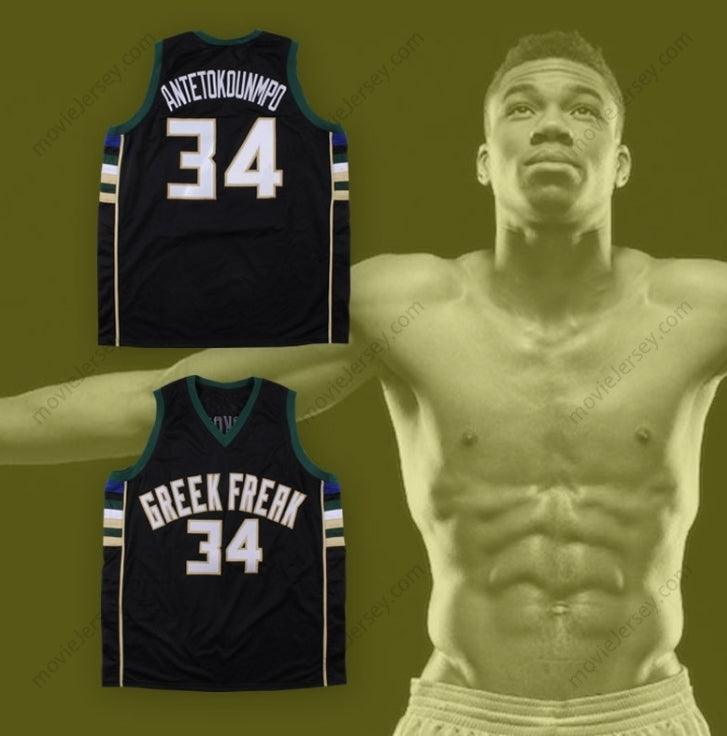 CUSTOM ANY Name Number GIANNIS ANTETOKOUNMPO 34 GREEK FREAK BLACK BASKETBALL JERSEY 1 Top Stitched S-6XL