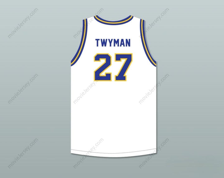 CUSTOM ANY Name Number JACK TWYMAN 27 CENTRAL CATHOLIC HIGH SCHOOL PITTSBURGH VIKINGS WHITE BASKETBALL JERSEY Top Stitched S-6XL
