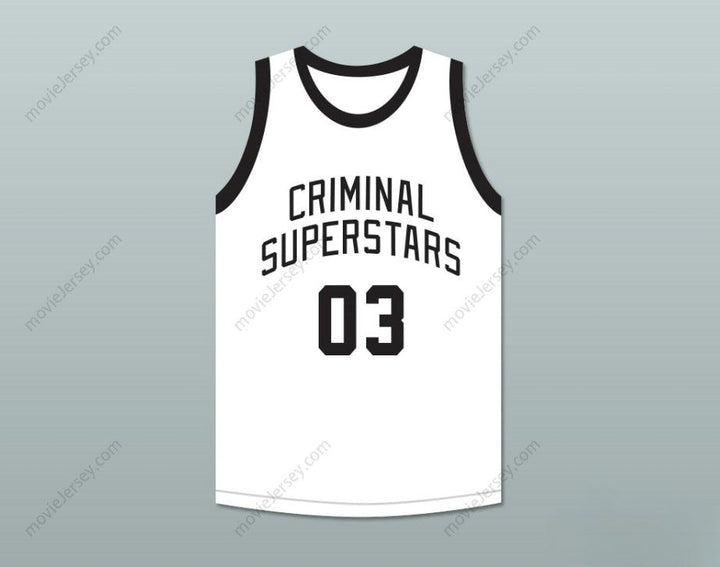 CUSTOM ANY Name Number BONNIE & CLYDE CRIMINAL SUPERSTARS BONNIE 03 WHITE BASKETBALL JERSEY Top Stitched S-6XL