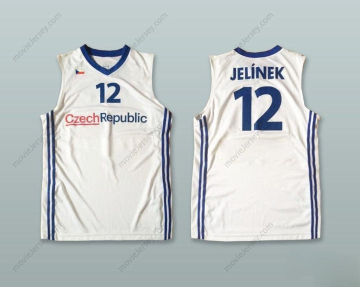 CUSTOM ANY Name Number DAVID JELINEK 12 CZECH REPUBLIC WHITE BASKETBALL JERSEY Top Stitched S-6XL