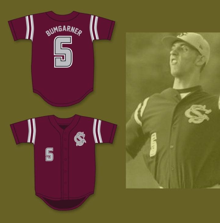 Custom Any Name Number MADISON BUMGARNER 5   HIGH SCHOOL SPARTANS MAROON BASEBALL JERSEY 2 Top Stitched S-6XL