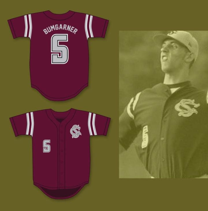 Custom Any Name Number MADISON BUMGARNER 5   HIGH SCHOOL SPARTANS MAROON BASEBALL JERSEY 2 Top Stitched S-6XL