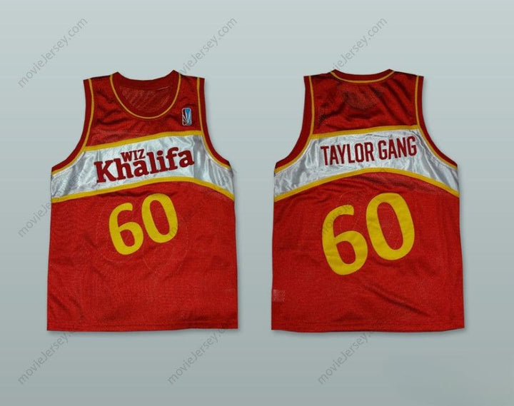 CUSTOM ANY Name Number WIZ KHALIFA 60 TAYLOR GANG RED BASKETBALL JERSEY WITH PATCH Top Stitched S-6XL
