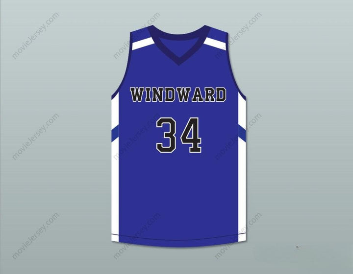 CUSTOM ANY Name Number SHAREEF O'NEAL 34 WINDWARD SCHOOL WILDCATS BLUE BASKETBALL JERSEY 1 Top Stitched S-6XL