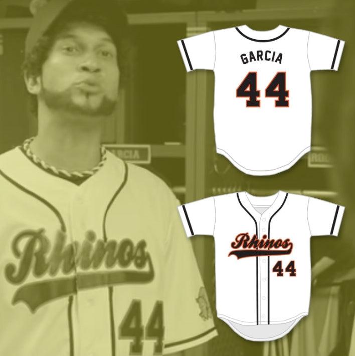 Custom Any Name Number GARCIA 44 RHINOS WHITE BASEBALL JERSEY KEY & PEELE SLAP ASS Top Stitched S-6XL