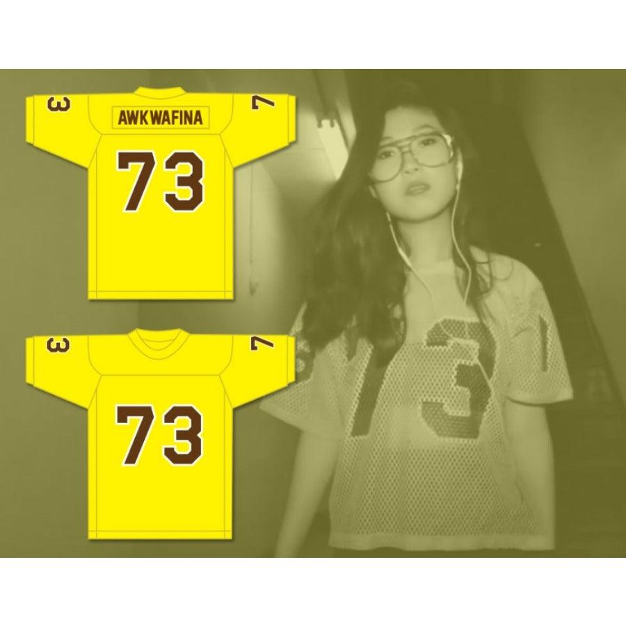 CUSTOM ANY Name Number AWKWAFINA 73 YELLOW Football Jersey Top Stitched S-6XL