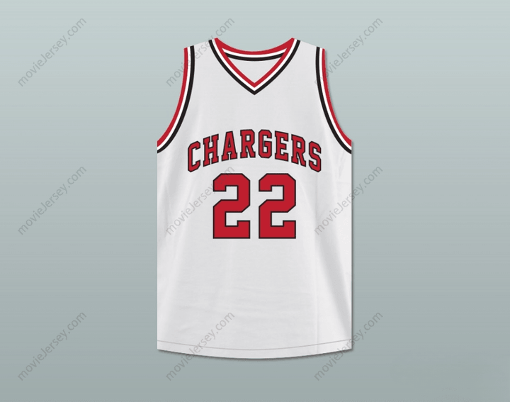 CUSTOM ANY Name Number WILLIAM GATES 22 CHARGERS HIGH SCHOOL WHITE BASKETBALL JERSEY HOOP DREAMS Top Stitched S-6XL