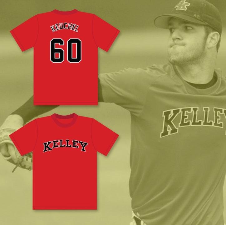 Custom Any Name Number  KEUCHEL 60 BISHOP KELLEY HIGH SCHOOL COMETS RED BASEBALL JERSEY 2 Top Stitched S-6XL