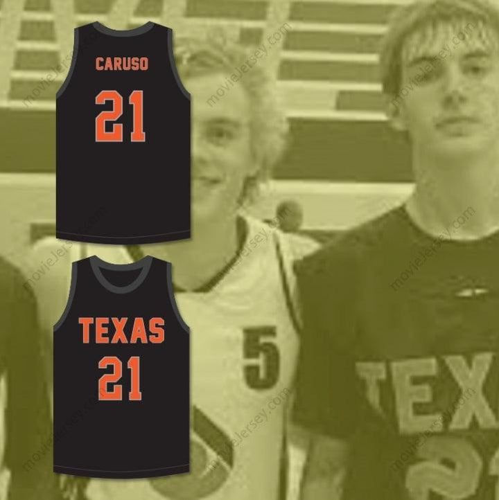 CUSTOM ANY Name Number ALEX CARUSO 21 TEXAS D1 AMBASSADORS  BLACK BASKETBALL JERSEY 2 Top Stitched S-6XL