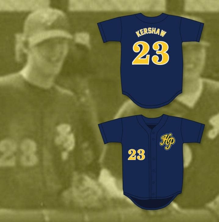 Custom Any Name Number CLAYTON KERSHAW 23 HIGHLAND PARK HIGH SCHOOL SCOTS NAVY BLUE BASEBALL JERSEY 4 Top Stitched S-6XL