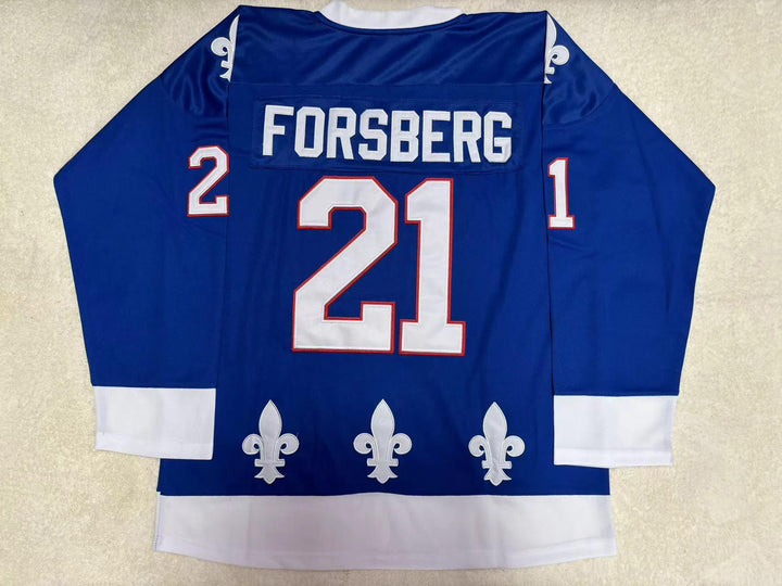 Custom Any Name Number PETER FORSBERG WHA QUEBEC NORDIQUES HOCKEY JERSEY Top Stitched S-6XL