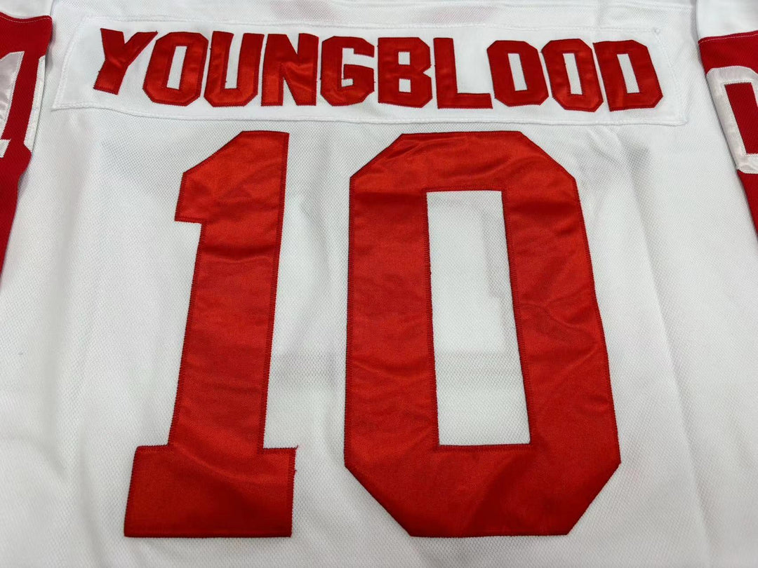 Custom Any Name Number DEAN YOUNGBLOOD HAMILTON MUSTANGS HOCKEY JERSEY YOUNGBLOOD MOVIE ROB LOWE Top Stitched S-6XL