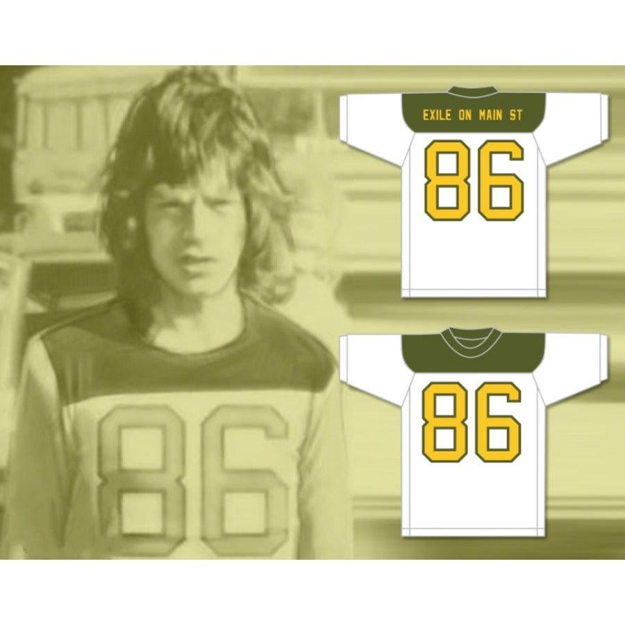 CUSTOM ANY Name Number MICK JAGGER 86 WHITE FOOTBALL JERSEY Top Stitched S-6XL