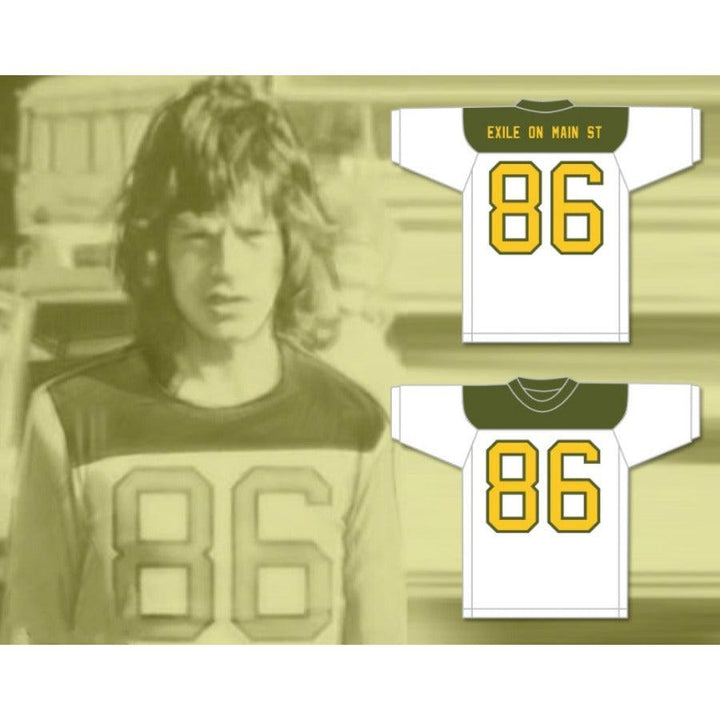 CUSTOM ANY Name Number MICK JAGGER 86 WHITE FOOTBALL JERSEY Top Stitched S-6XL