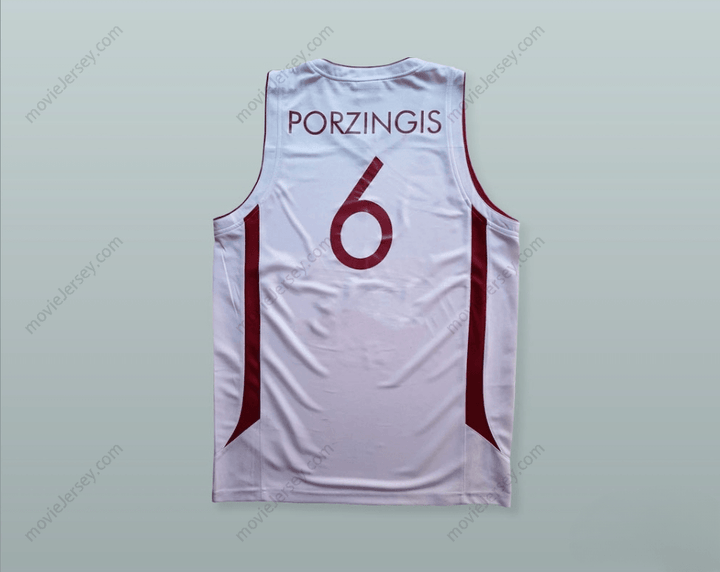 CUSTOM ANY Name Number KRISTAPS PORZINGIS 6 LATVIJA WHITE BASKETBALL JERSEY Top Stitched S-6XL