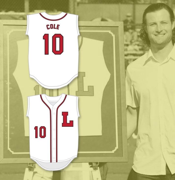 Custom Any Name Number GERRIT COLE 10 LUTHERAN HIGH SCHOOL OF ORANGE COUNTY LANCERS WHITE BASEBALL JERSEY 2 Top Stitched S-6XL