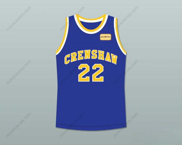 CUSTOM ANY Name Number QUINCY MCCALL 22 CRENSHAW HIGH SCHOOL BLUE BASKETBALL JERSEY WITH LOVE AND BASKETBALL PATCH Top Stitched S-6XL