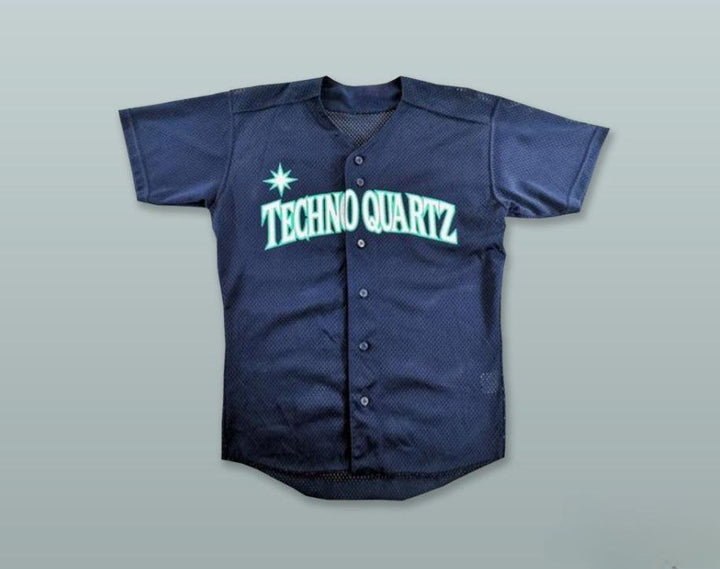 Custom Any Name Number TECHNO QUARTZ 3 NAVY BLUE BUTTON DOWN BASEBALL JERSEY Top Stitched S-6XL