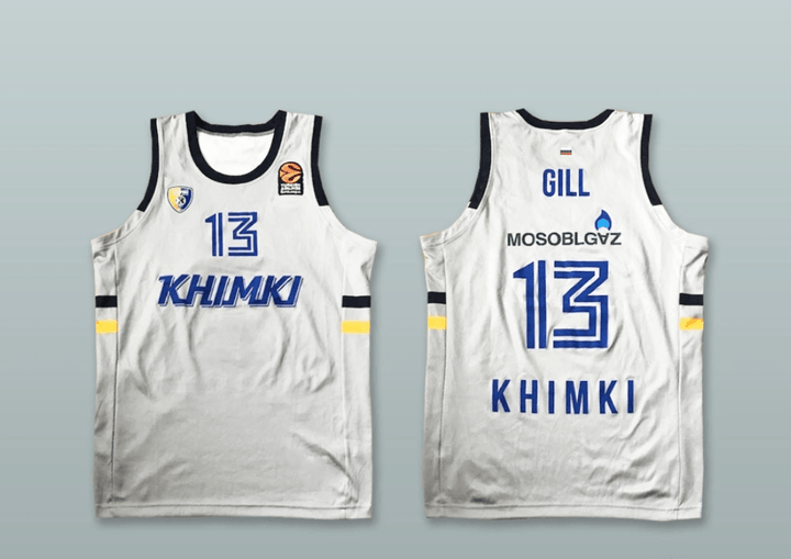 Custom Any Name Number Anthony Gill 13 BC Khimki Moscow Russia White Basketball Jersey Top Stitched S-6XL