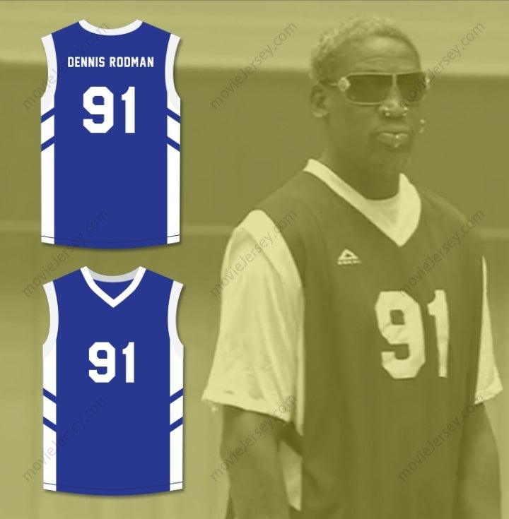 CUSTOM ANY Name Number DENNIS RODMAN 91 BLUE BASKETBALL JERSEY DENNIS RODMAN'S BIG BANG IN PYONGYANG Top Stitched S-6XL