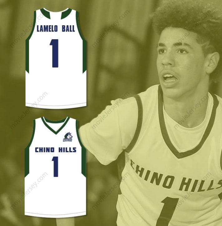CUSTOM ANY Name Number LAMELO BALL 1 CHINO HILLS HUSKIES WHITE BASKETBALL JERSEY WITH PATCH 2 Top Stitched S-6XL